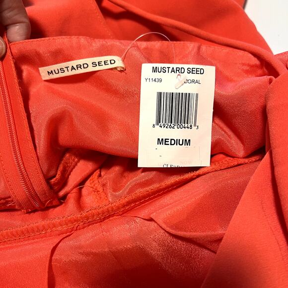 Mustard Seed V-Neck Ruffle Halter Neck Coral Romper Size Medium NWT - Picture 6 of 11